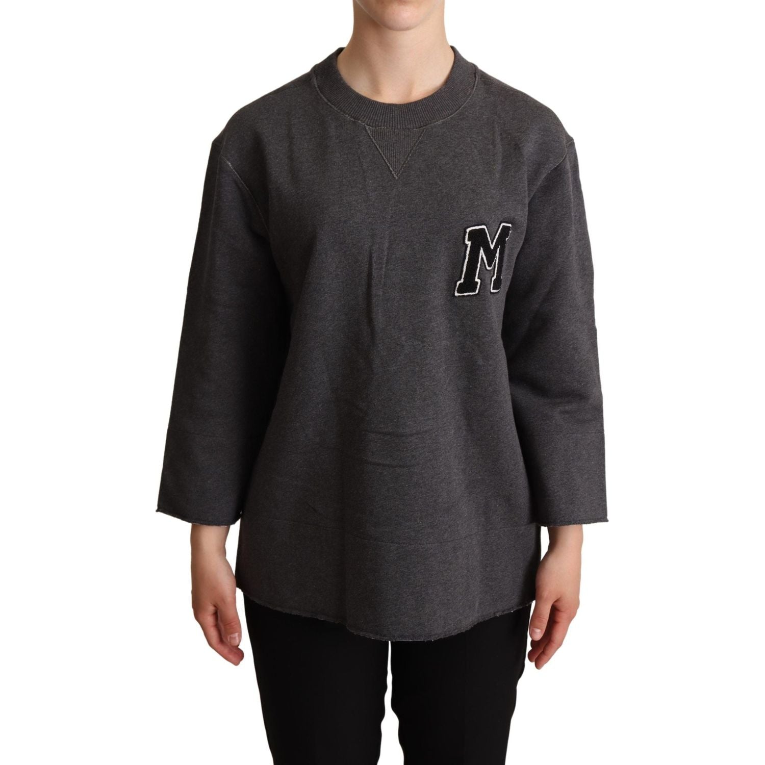 别致的灰色刺绣棉质毛衣