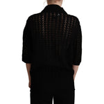 Dolce & Gabbana Black Embroidered Knitted Cotton Sweater