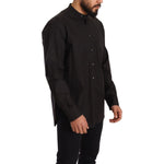 Dolce & Gabbana Black 100% Cotton Formal Dress Top Shirt