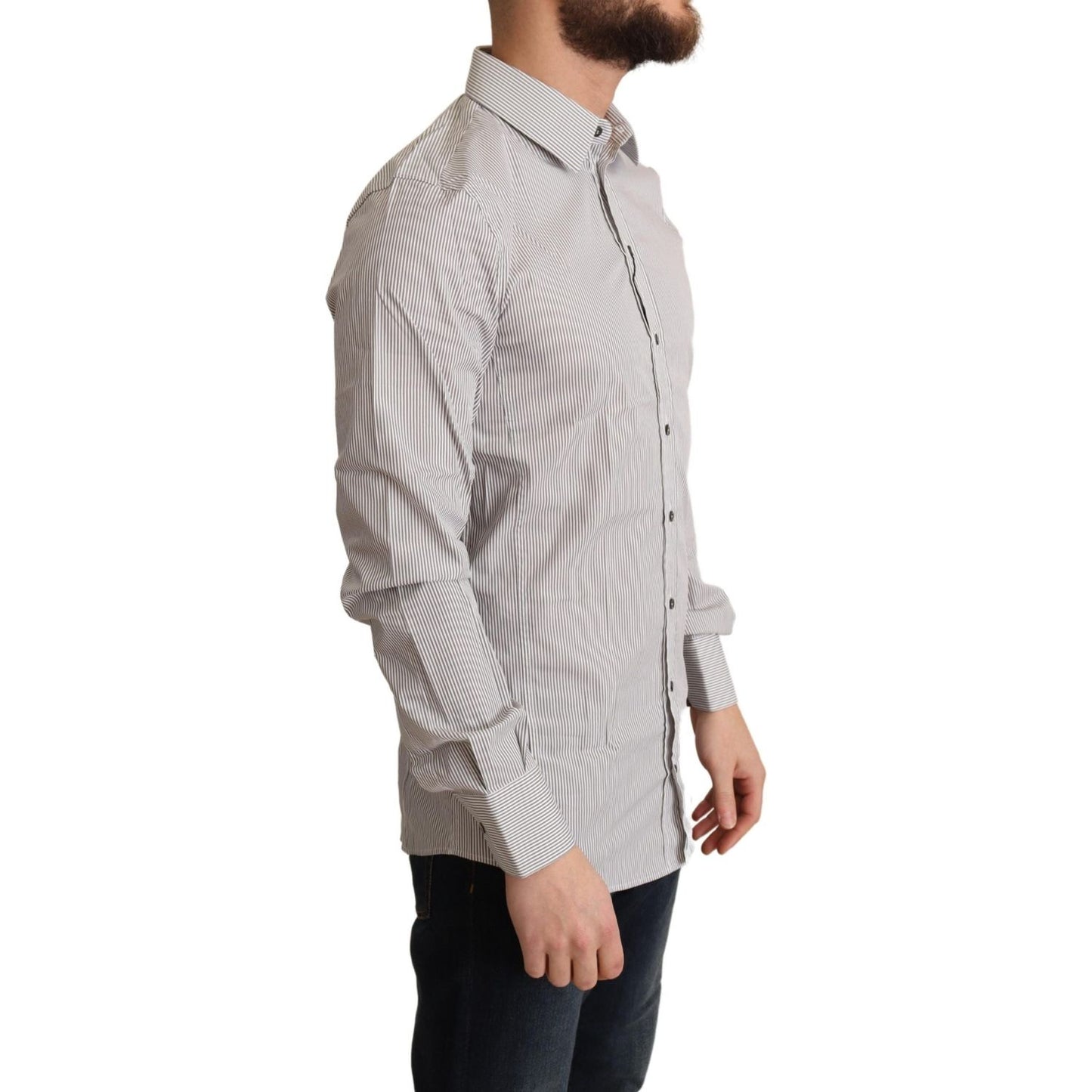 Dolce & Gabbana Gray Cotton Slim Fit Mens SICILY Shirt