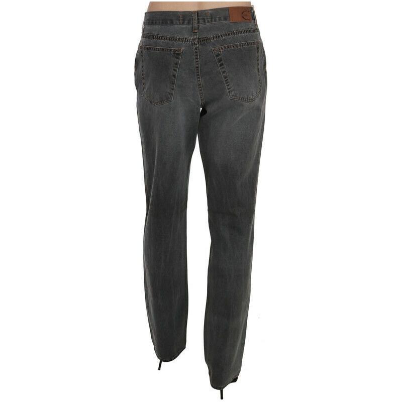 Just Cavalli Gray Washed Mid Waist Straight Denim Pants Jeans PAN70366-30