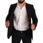 Dolce & Gabbana Black Cotton Slim Fit Coat Jacket Blazer