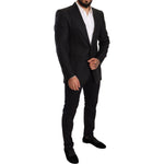 Dolce & Gabbana Black Linen Slim Fit Coat Jacket Blazer
