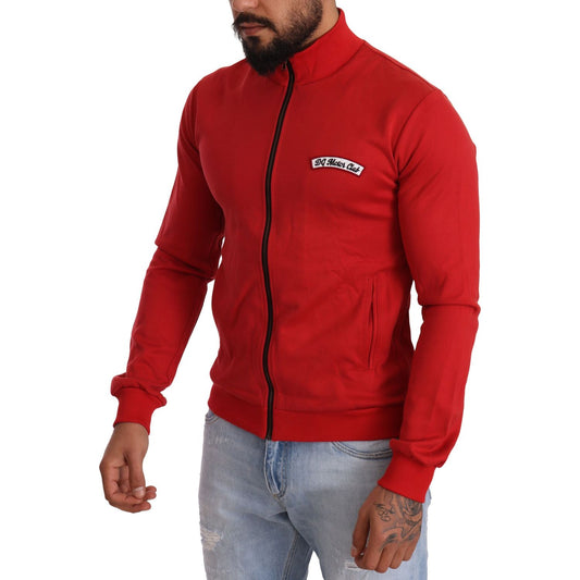 Dolce & Gabbana Elegant Red Full Zip Sweater with DG Motor Club Motif MAN SWEATERS Dolce & Gabbana