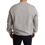Dolce & Gabbana Gray Crown King Print Cotton Sweater MAN SWEATERS