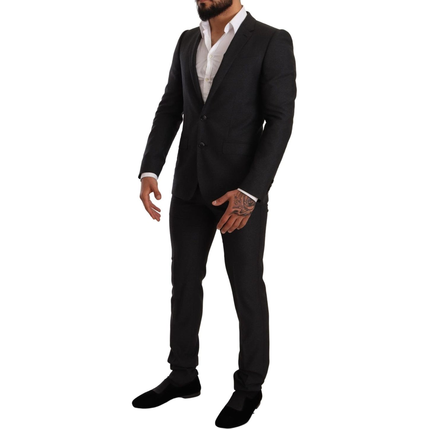 Dolce & Gabbana Gray Wool MARTINI Slim Fit Set Suit Suit