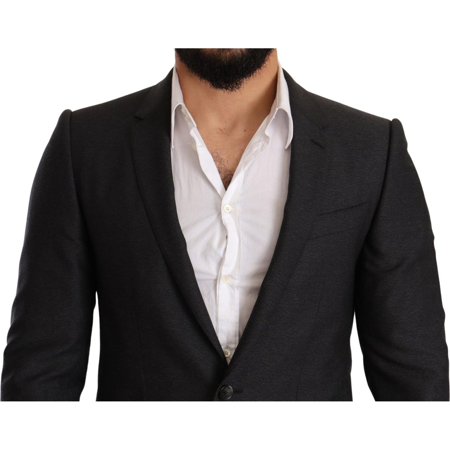 Dolce & Gabbana Gray Wool MARTINI Slim Fit Set Suit Suit