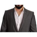 Dolce & Gabbana Gray Metallic MARTINI Slim Fit Set Suit Suit