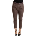 CYCLE Brown Mid Waist Cropped Skinny Stretch Trouser WOMAN TROUSERS