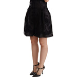 Dolce & Gabbana Black Floral Brocade High Waist Mini Shorts Shorts