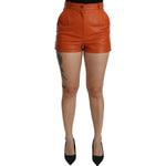 Dolce & Gabbana Orange Leather High Waist Hot Pants Shorts Shorts