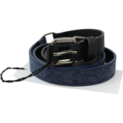 Costume National Black Blue Leather Silver Logo Belt WOMAN BELTS