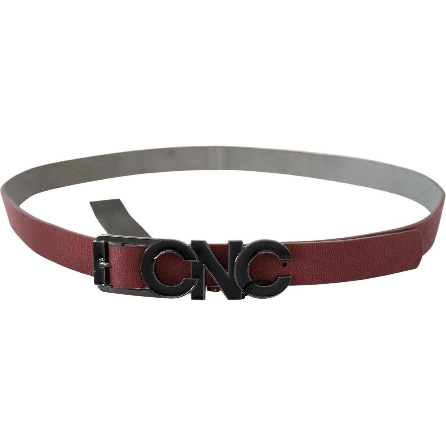 Costume National Maroon Skinny Leather Logo Fashion Belt WOMAN BELTS