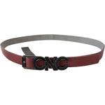 Costume National Maroon Skinny Leather Logo Fashion Belt WOMAN BELTS