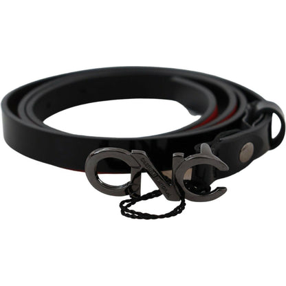 Costume National Black Skinny Leather Logo Buckle Belt WOMAN BELTS