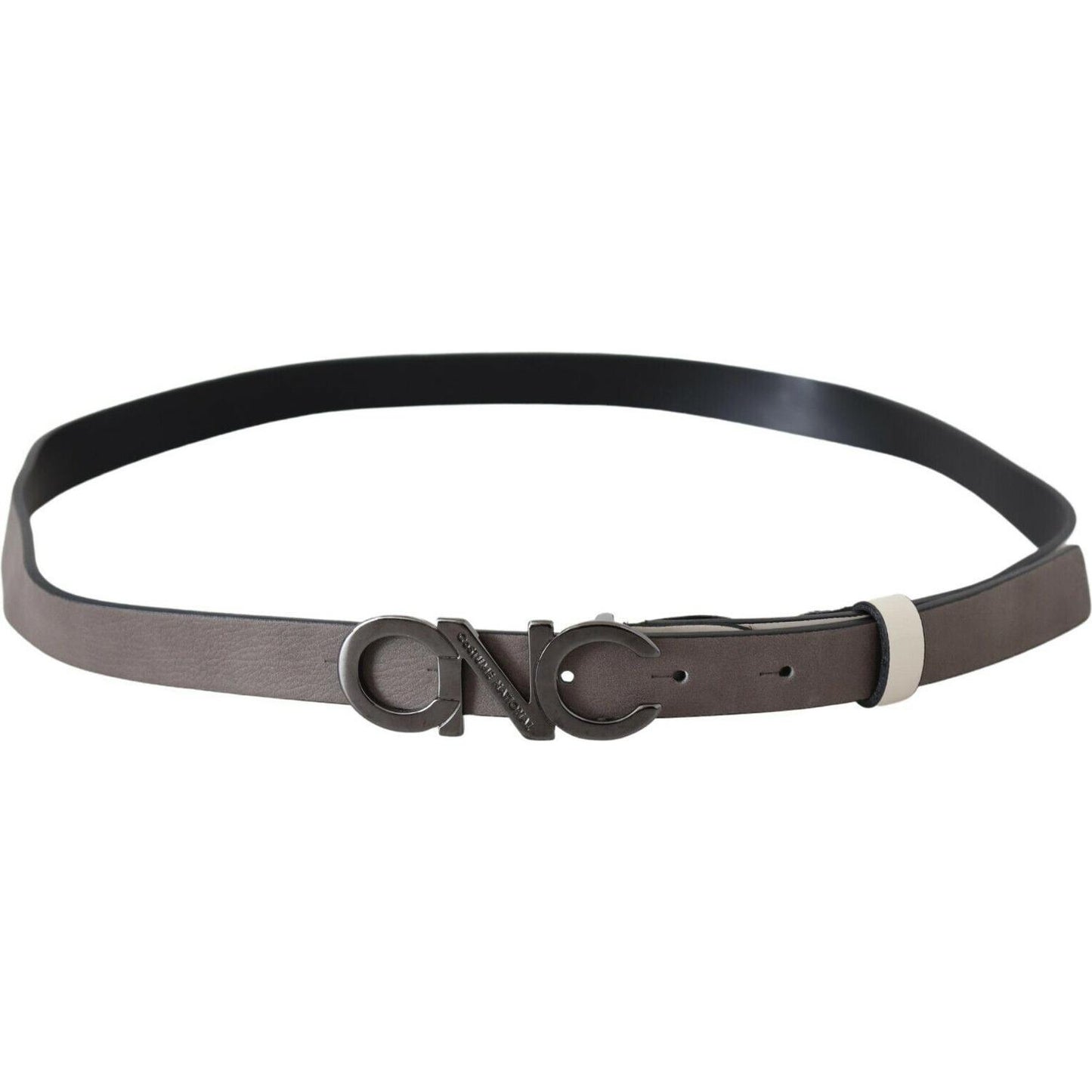 Costume National White Black Leather Letter Logo Buckle Belt WOMAN BELTS