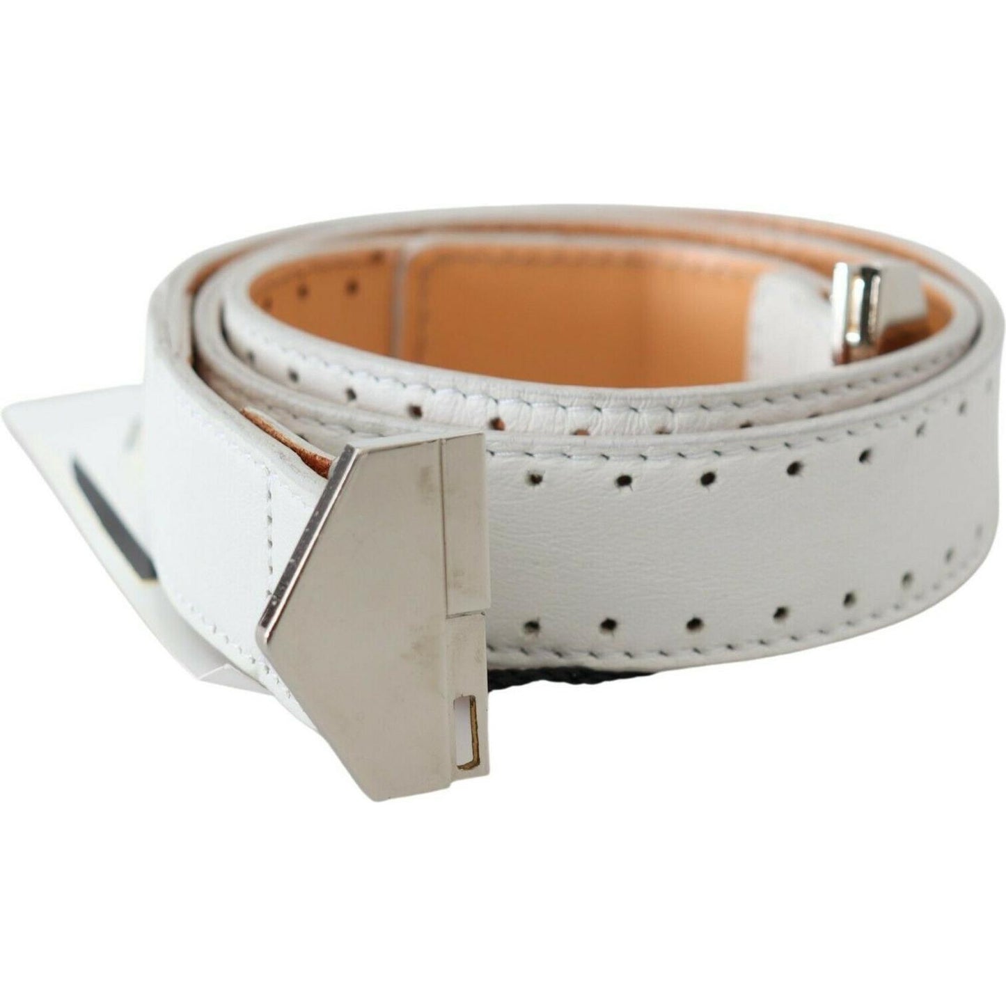 GF Ferre Elegant White Leather Fashion Belt GF Ferre