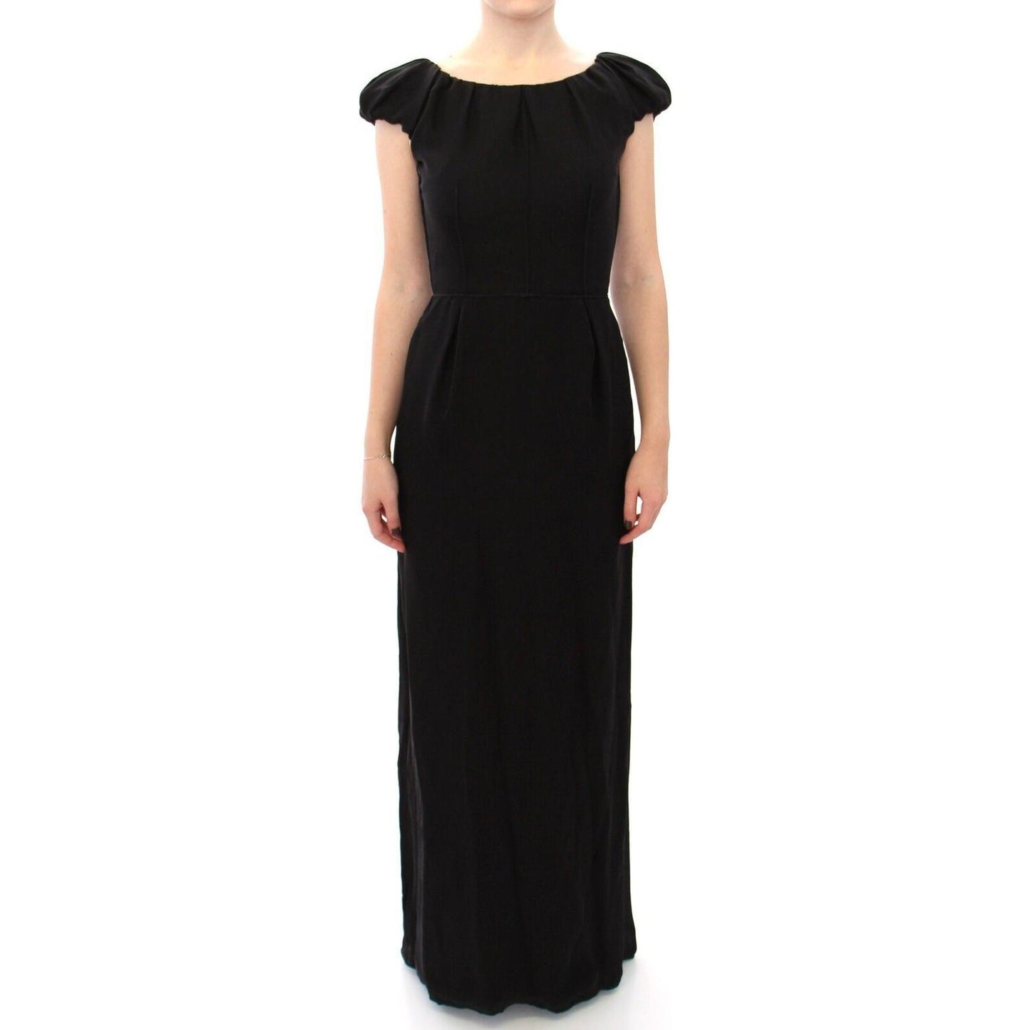 Dolce & Gabbana Black Silk Shortsleeve Gown Maxi IT Dress WOMAN DRESSES