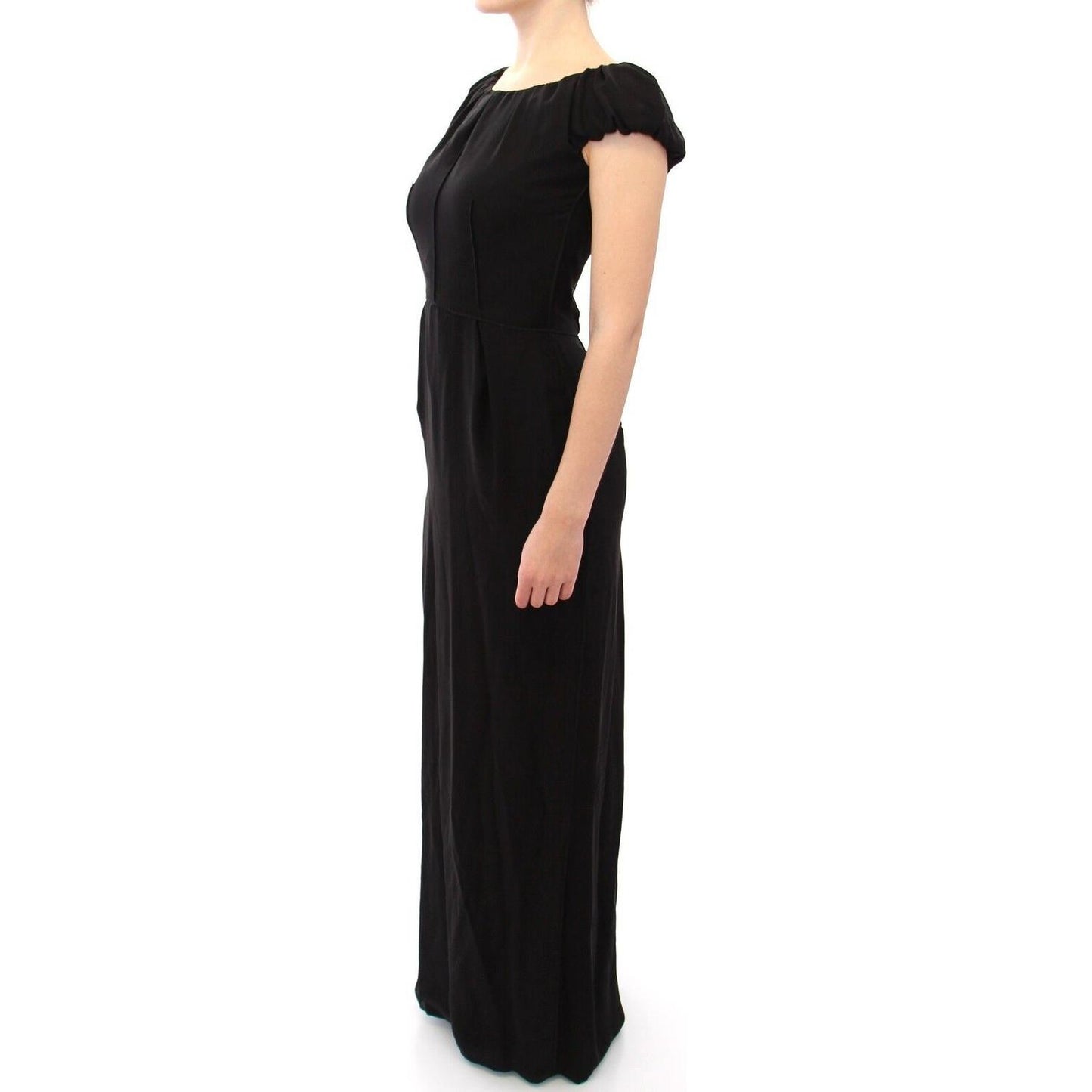 Dolce & Gabbana Black Silk Shortsleeve Gown Maxi IT Dress WOMAN DRESSES