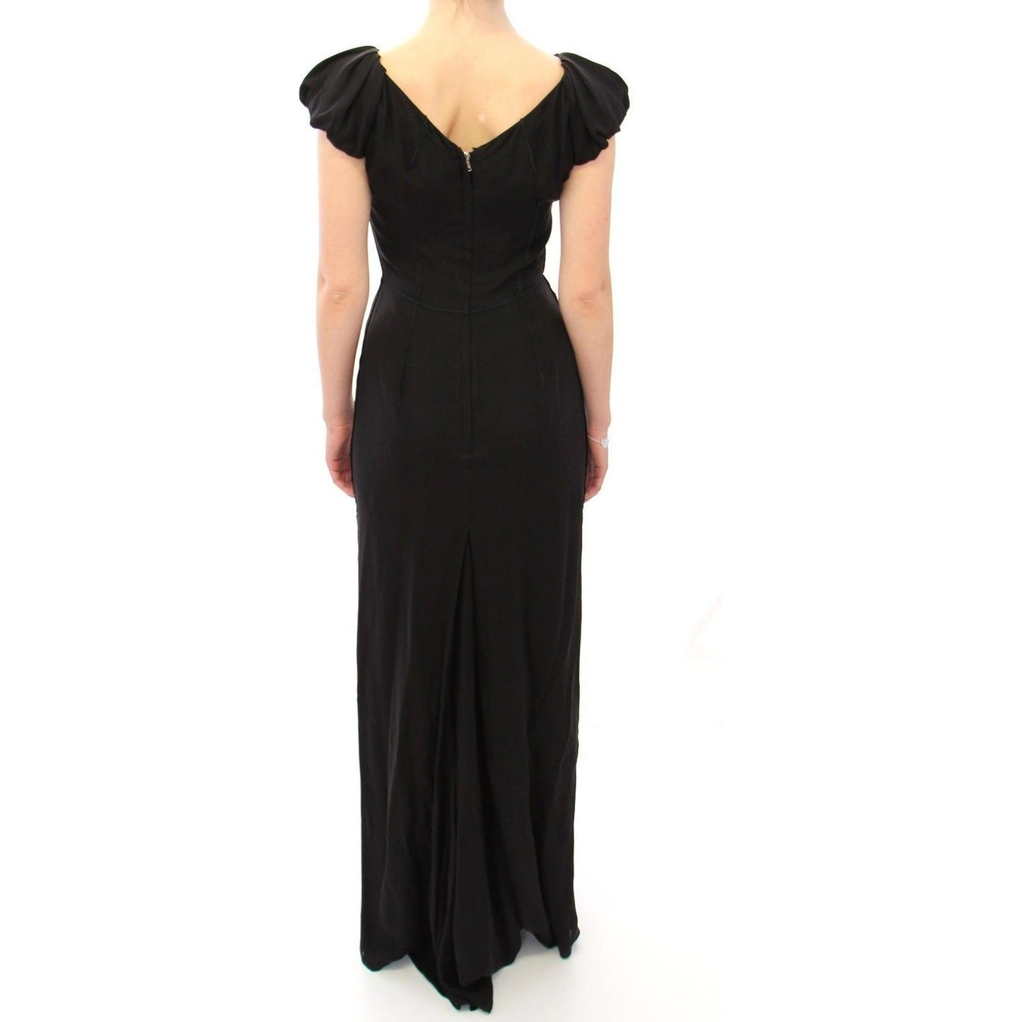 Dolce & Gabbana Black Silk Shortsleeve Gown Maxi IT Dress WOMAN DRESSES