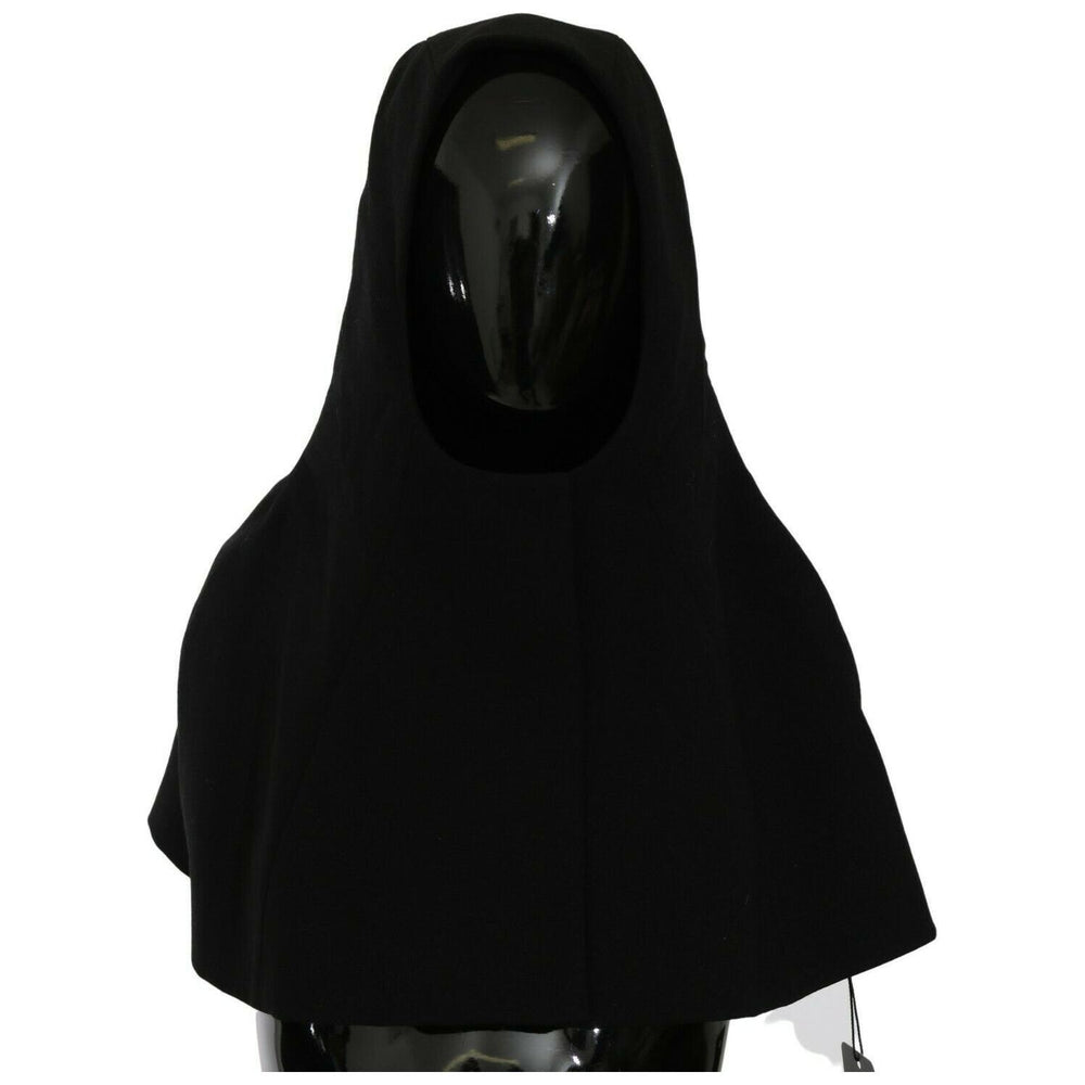 Dolce & Gabbana Black Wool Whole Head Hooded Scarf Hat Hood Scarf