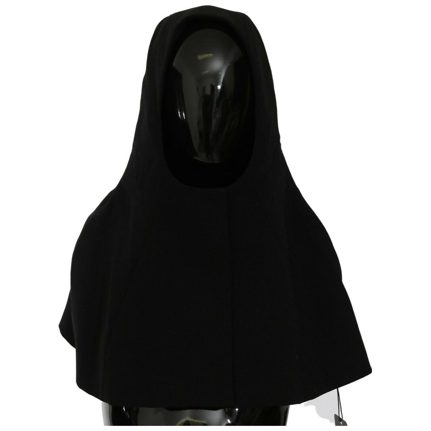 Dolce & Gabbana Black Wool Whole Head Hooded Scarf Hat Hood Scarf