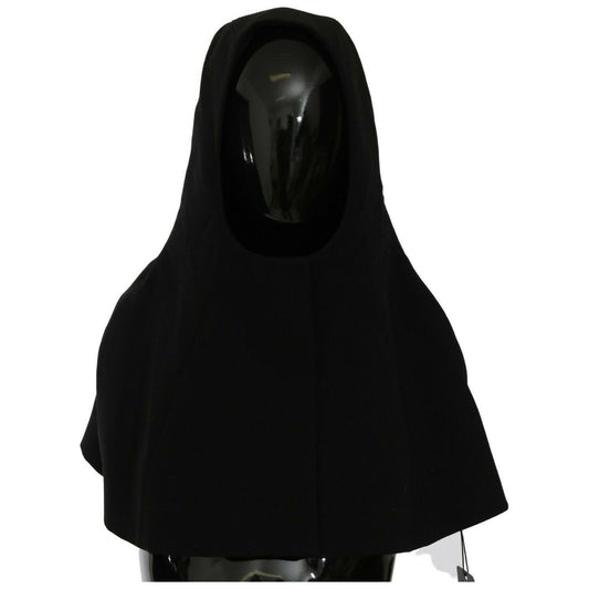 Dolce & Gabbana Black Wool Whole Head Hooded Scarf Hat Hood Scarf