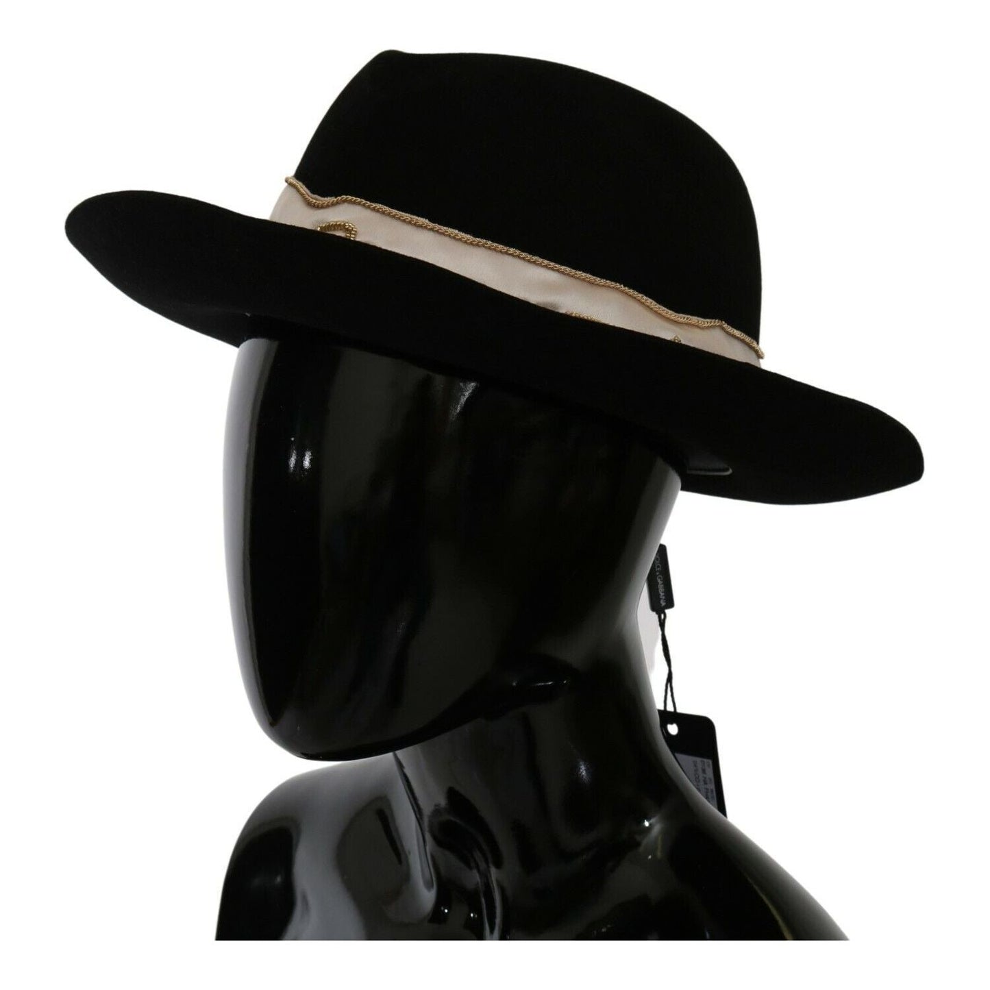Dolce & Gabbana Black Lapin Amor Gignit Wide Brim Panama Hat WOMAN HATS