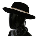 Dolce & Gabbana Black Lapin Amor Gignit Wide Brim Panama Hat WOMAN HATS
