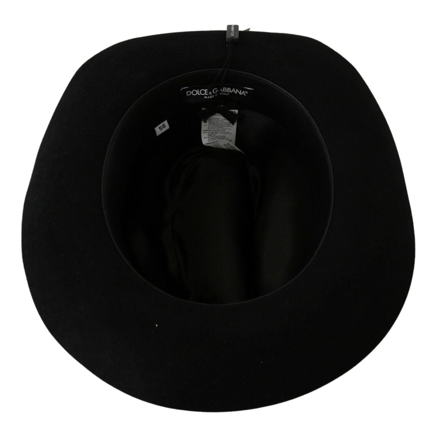 Dolce & Gabbana Black Lapin Amor Gignit Wide Brim Panama Hat WOMAN HATS