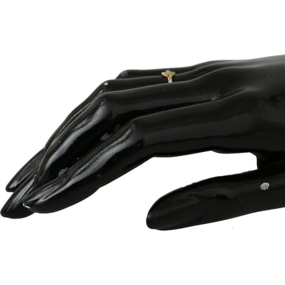 Nialaya Gold Feather Clear CZ 925 Silver Women Ring