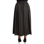 Dolce & Gabbana Gray Wool High Waist A-line PIECE Skirt
