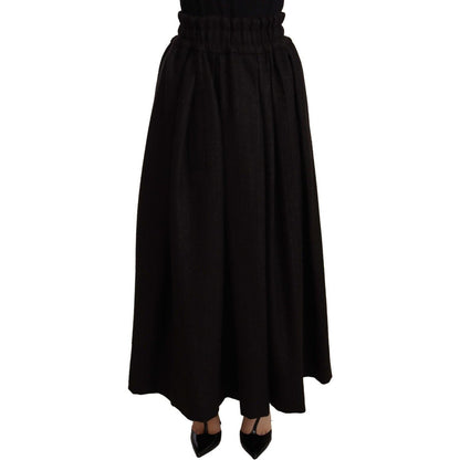 Dolce & Gabbana Black Wool High Waist Maxi PIECE Skirt WOMAN SKIRTS