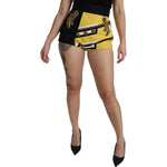 Dolce & Gabbana Yellow Black Cotton Jewelled Hot Pants Shorts Shorts