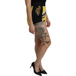 Dolce & Gabbana Yellow Black Cotton Jewelled Hot Pants Shorts Shorts