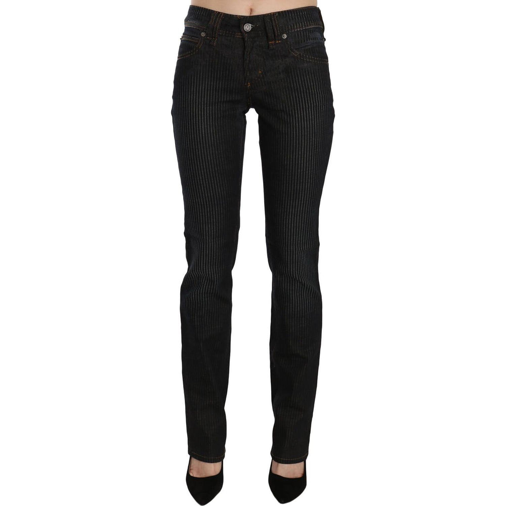 John Galliano Black Mid Waist Slim Fit Corduroy Denim Casual Pants Jeans & Pants