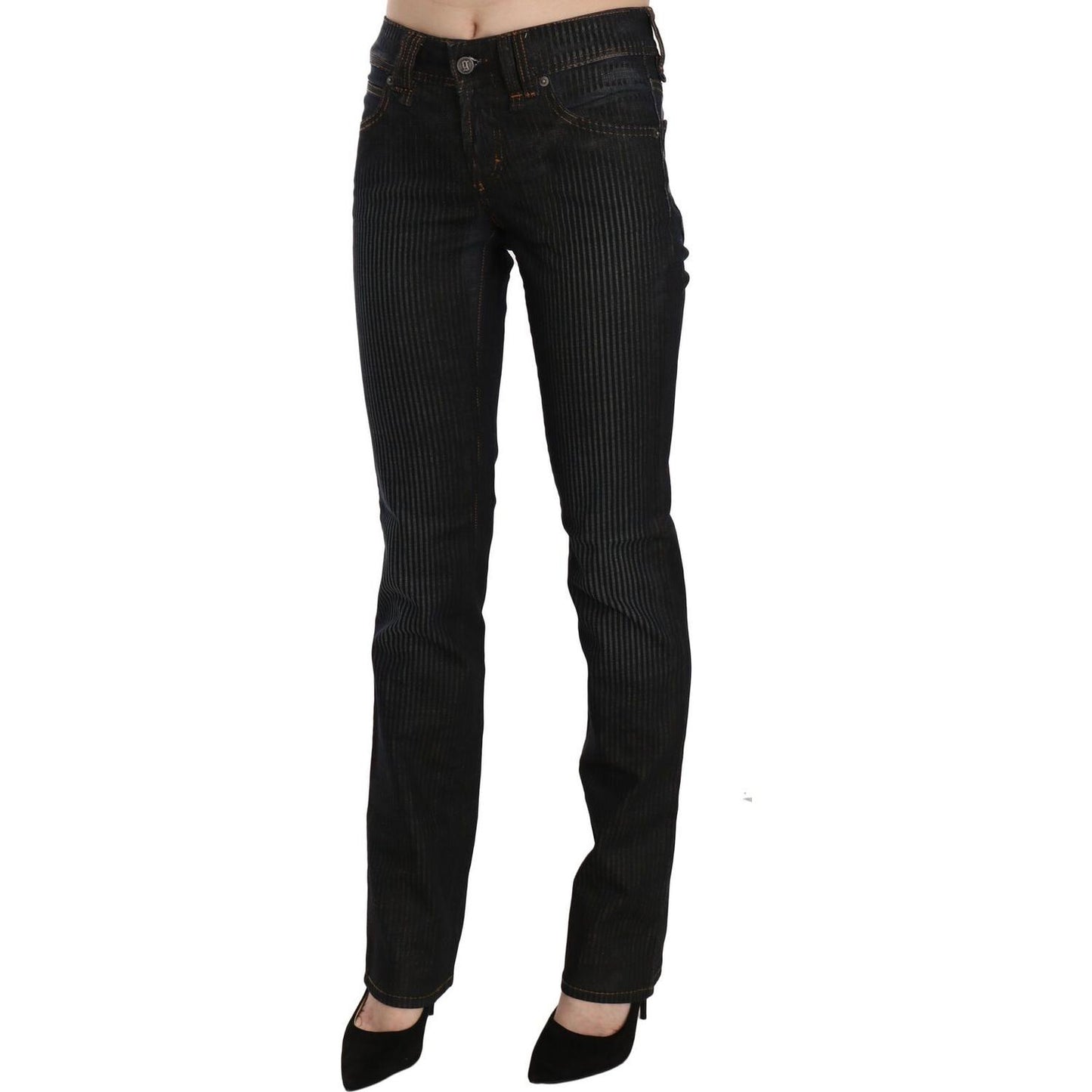 John Galliano Black Mid Waist Slim Fit Corduroy Denim Casual Pants Jeans & Pants