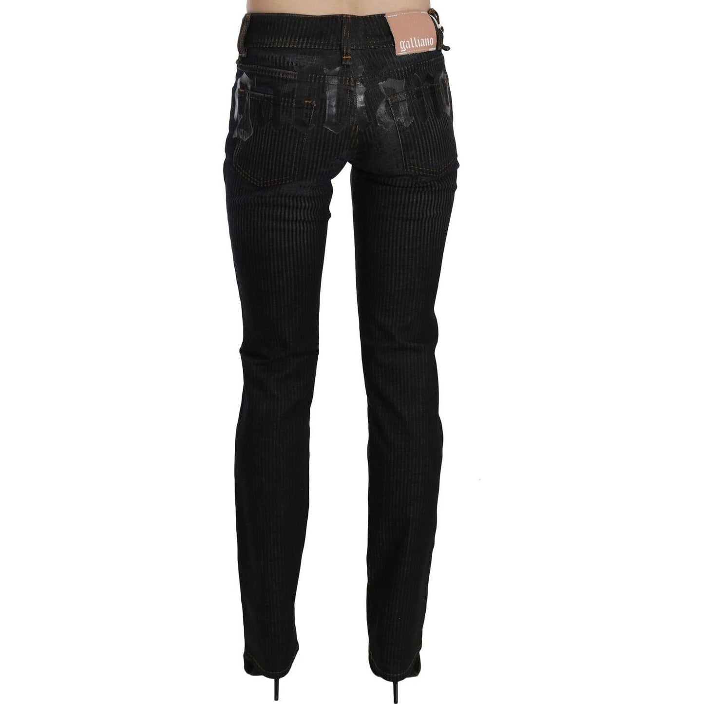 John Galliano Black Mid Waist Slim Fit Corduroy Denim Casual Pants Jeans & Pants
