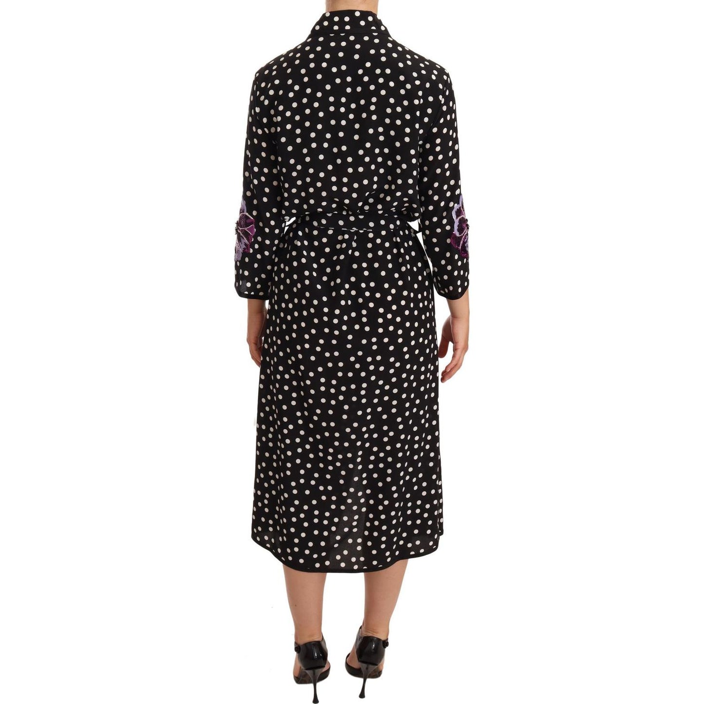 Dolce & Gabbana Black White Crystal Sequined Floral Dress WOMAN DRESSES