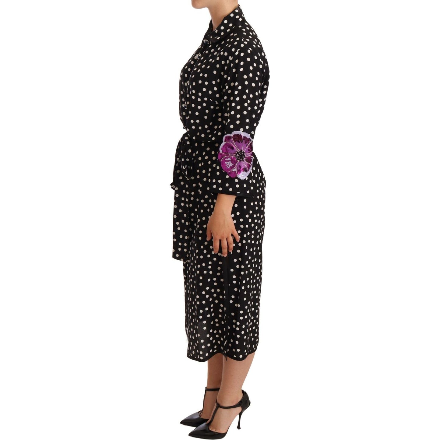 Dolce & Gabbana Black White Crystal Sequined Floral Dress WOMAN DRESSES