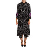 Dolce & Gabbana Black White Crystal Sequined Floral Dress WOMAN DRESSES