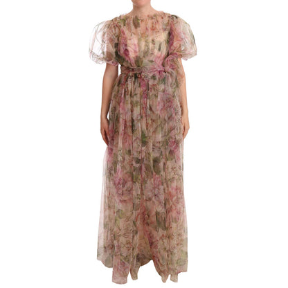 Dolce & Gabbana Multicolor Floral Print Long Maxi Gown Dress
