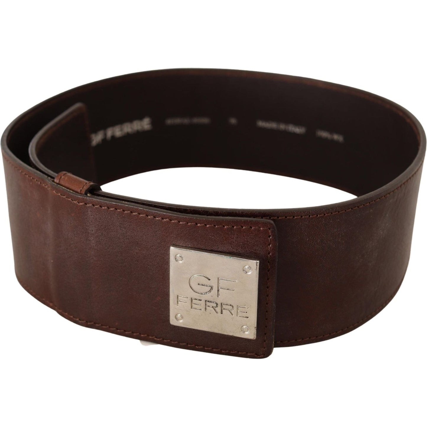 Costume National Belt Black Leather Silver Buckle Waist Belt BEL61041-85