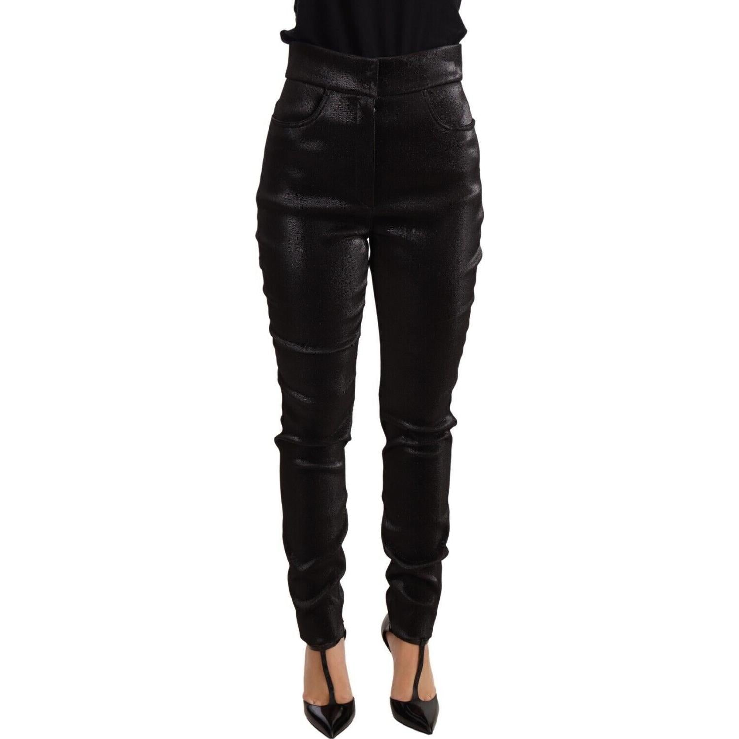 优雅修身闪光七分裤