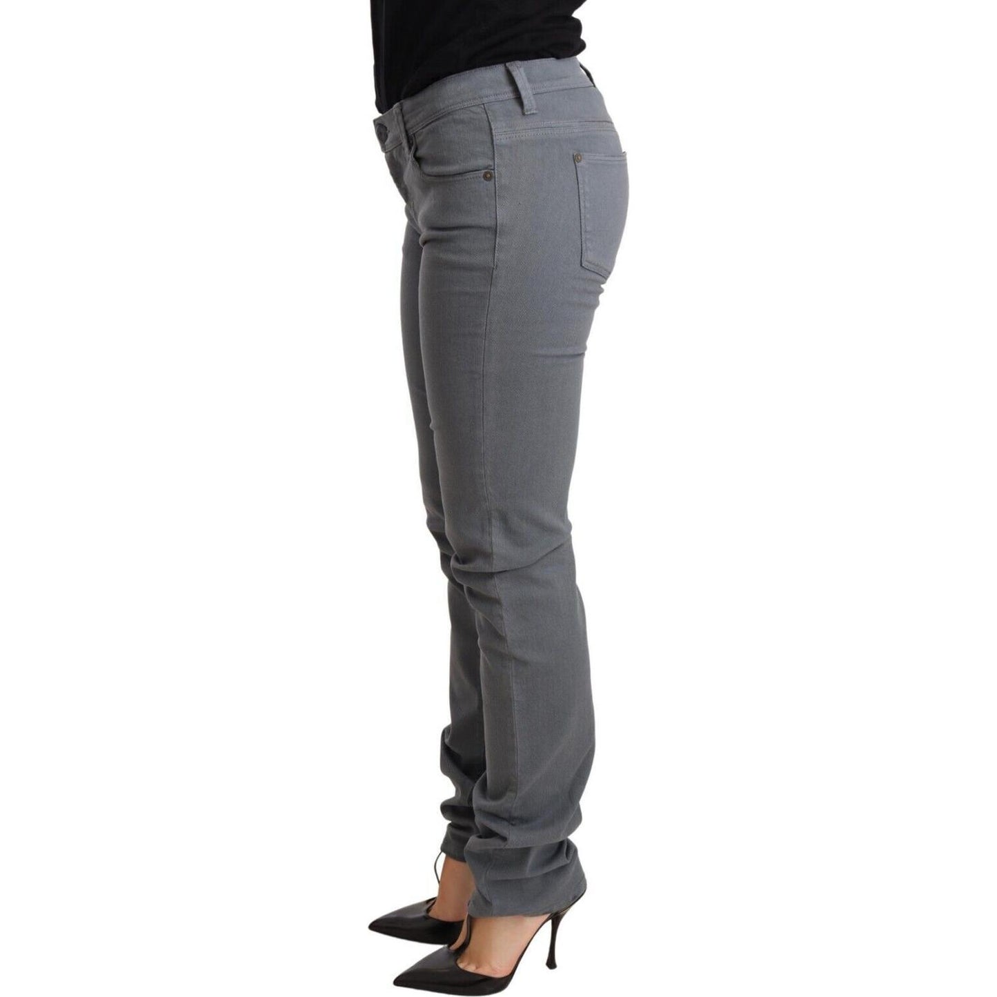 Ermanno Scervino Gray Low Waist Skinny Slim Trouser Cotton Jeans Jeans & Pants