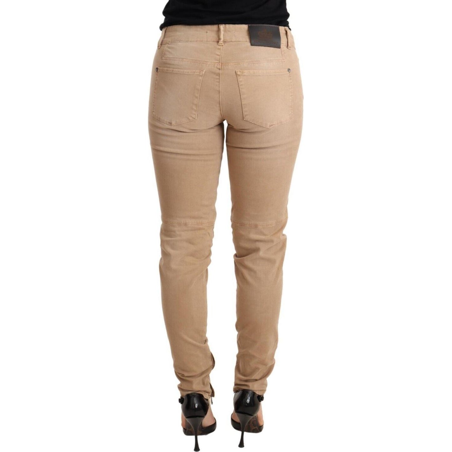 Ermanno Scervino Brown Low Waist Skinny Denim Trouser Cotton Jeans Jeans & Pants