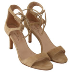 Maria Christina Beige Suede Leather Ankle Strap Pumps Shoes WOMAN PUMPS