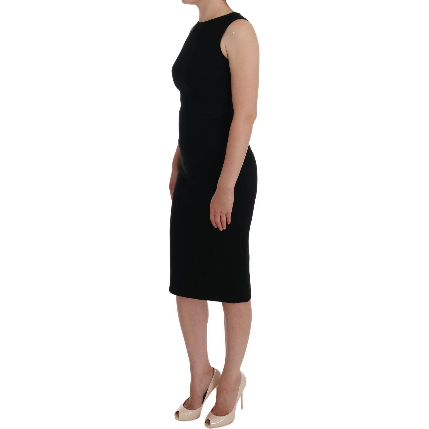 优雅水晶紧身及膝连衣裙