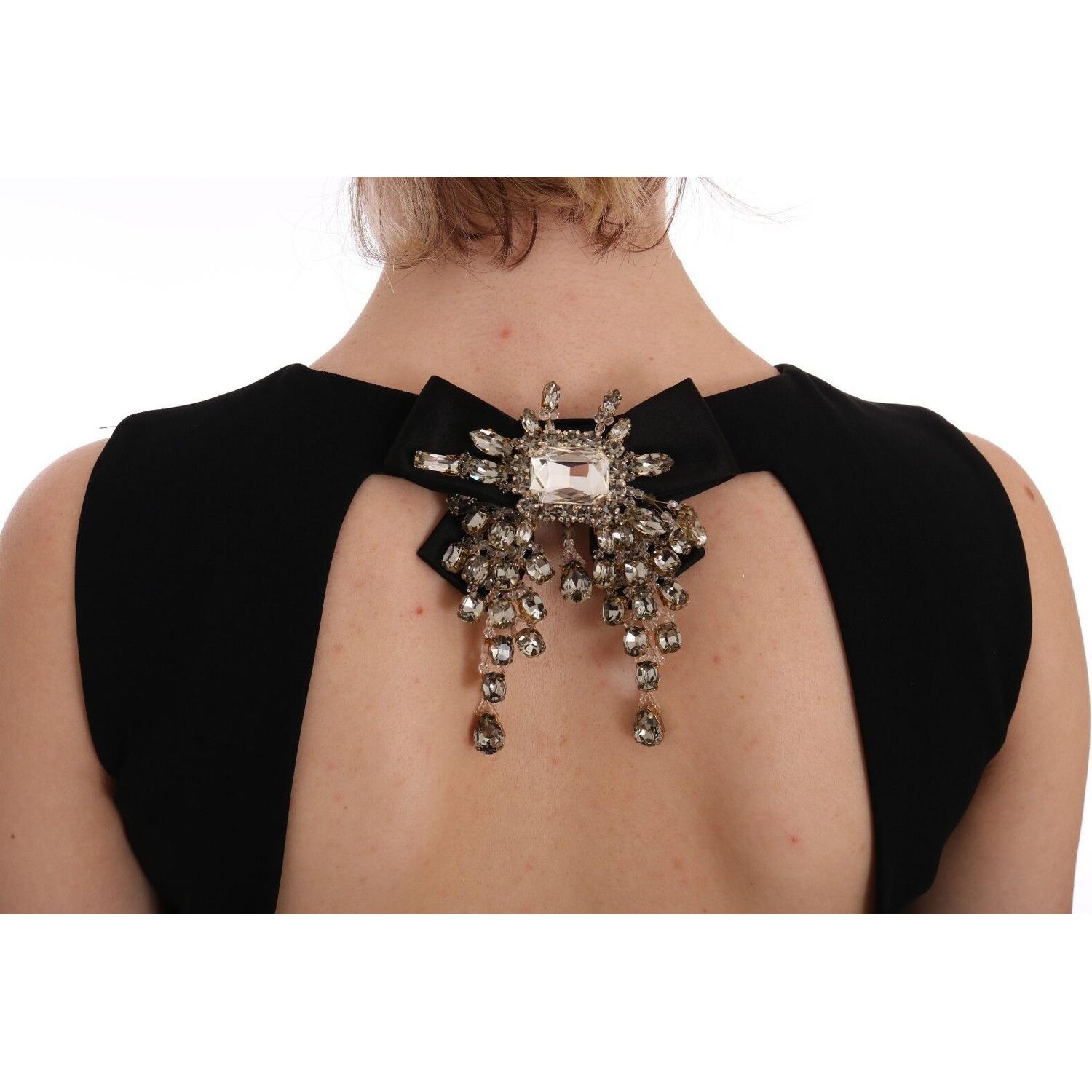 优雅水晶紧身及膝连衣裙