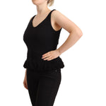 Ermanno Scervino Black Cotton Sleevelesss Tank Casual Top WOMAN TOPS AND SHIRTS